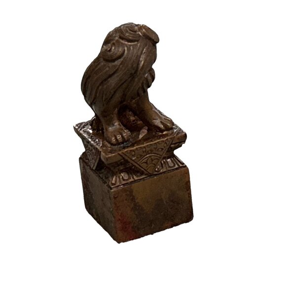 Chinese Seal Box with Bronze Foo Dog Handle with Seal & Red Paste, 19th Century - Picture 11 of 12